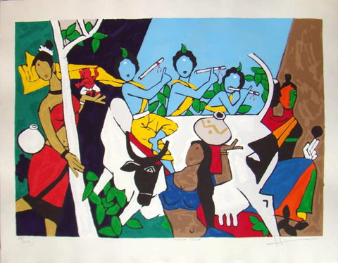 Krishna Leela by M F Husain