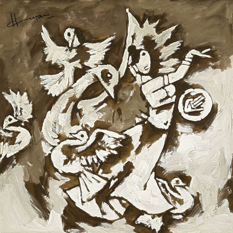 Dancing With Birds by M F Husain