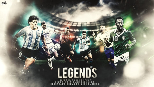 Spirit Of Sports - Greatest Football Legends  - Cristiano Ronaldo, Lionel Messi, Diego Maradona, Pelé, Zinedine Zidane, Ronaldo - Canvas Prints