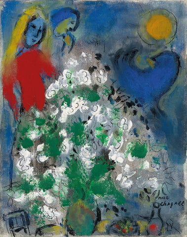 Blue Cock and White Bouquet (Coq bleu et bouquet blanc) - Marc Chagall by Marc Chagall