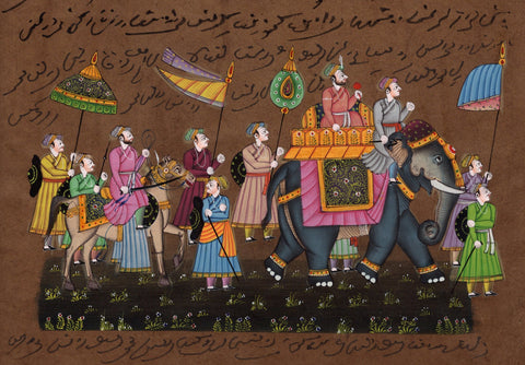 Indian Miniature Art - Rajasthani Paintings - Procession by Tallenge Store