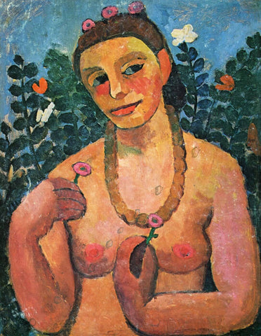Self-Portrait with an Amber Necklace - Canvas Prints by Paula Modersohn-Becker
