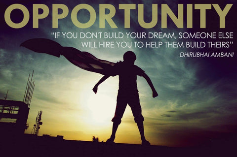 Motivational Quote by Dhirubhai Ambani: OPPORTUNITY - Fridge Magnets