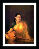 Set of 4 Raja Ravi Varma Paintings - Lady Playing The Veena,Malabar Lady with Veena, Lady with Swarbat , Young Woman with Veena - Framed Art Print