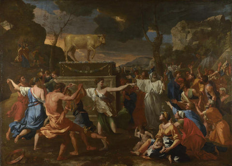The Adoration of the Golden Calf - Nicolas Poussin - Framed Prints