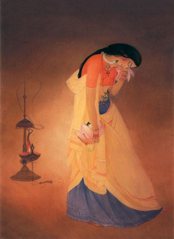 Radhika - Abdur Chugtai Painting - Canvas Prints