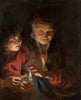Old Woman And Boy With Candles - Canvas Prints