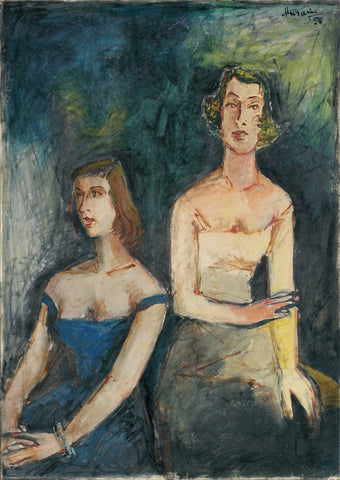 Portrait of Two Sisters - Posters by M F Husain