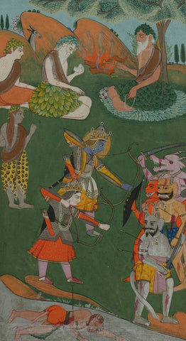 Indian Miniature Paintings - Ramayana Manuscript - Large Art Prints by Kritanta Vala