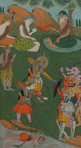 Indian Miniature Paintings - Ramayana Manuscript by Kritanta Vala