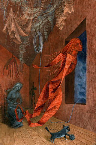 The Red Weaver (la tejedora roja) - Remedios Varo - Framed Prints