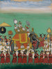 Indian Miniature Paintings - Rajasthani Paintings - Maharana Sajjan Singh riding in an elephant procession - Canvas Prints