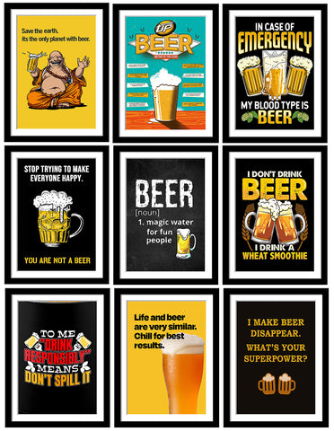 Beer - Set of 10 Framed Poster Paper - (12 x 17 inches)each by Beer Posters