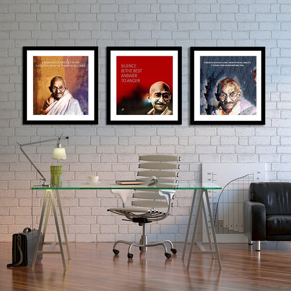 Set of 3 Mahatma Gandhi Quotes In English With Colored Background