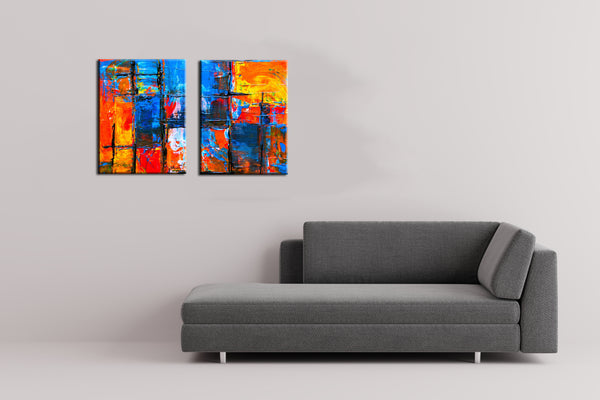 Stacked - Abstract Expressionism Painting - Set Of 2 Canvas Panels - (28 x 37 inches)