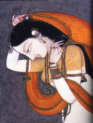 Indian Miniature Paintings - Shakuntala - Wind Of Love - Large Art Prints by Kritanta Vala