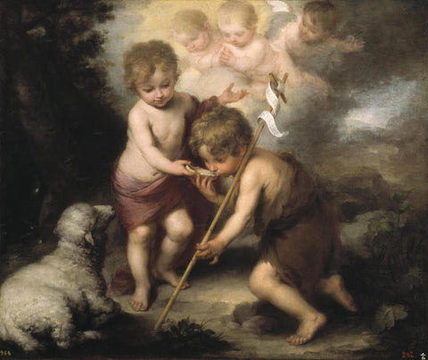 The Holy Children With A Shell - Bartolome Esteban Murillo by Bartolome Esteban Murillo