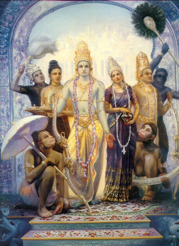 Indian Miniature Art - Sita, Ram, Lakshmana And Hanuman - Posters by Kritanta Vala