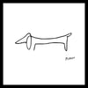 Set of 4 Pablo Picasso Line Drawings - Dove, Horse, Camel and Dachshund - Framed Digital Print (12x12 inches)