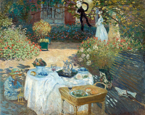 Lunch In Garden (Déjeuner dans le jardin) – Claude Monet Painting – Impressionist Art - Framed Prints