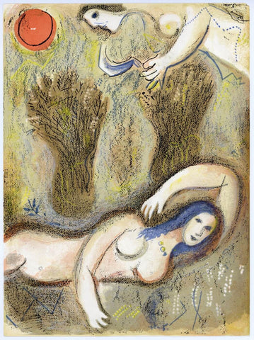 Boaz Wakes Up And Sees Ruth At His Feet by Marc Chagall