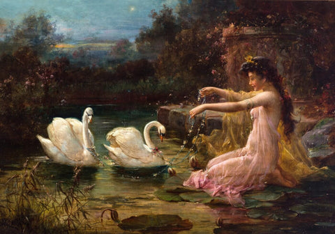 At the Swan Lake - Framed Prints by Hans Zatzka