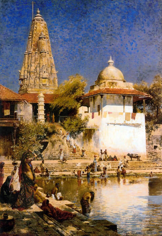 The Temple and Tank of Walkeshwar at Bombay - Framed Prints