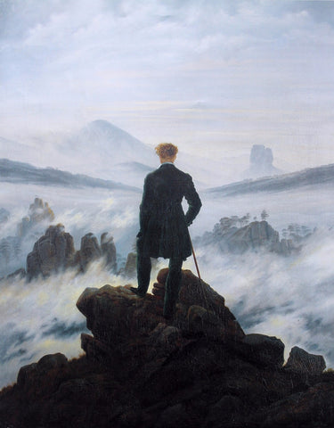 Wanderer above the Sea of Fog - Der Wanderer über dem Nebelmeer by Caspar David Friedrich
