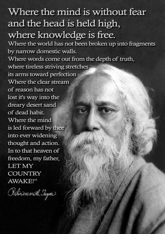 Where The Mind Is Without Fear - Rabindranath Tagore Motivational Quote Prayer - Motivational Collection - Posters by Megaduta Sharma