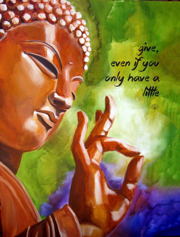 Gautam Buddha Inspirational Quote - Give Even if you only have a little - Framed Prints by Raman Anand