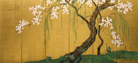 Maples And Cherry Trees - Canvas Prints by Sakai Hoitsu