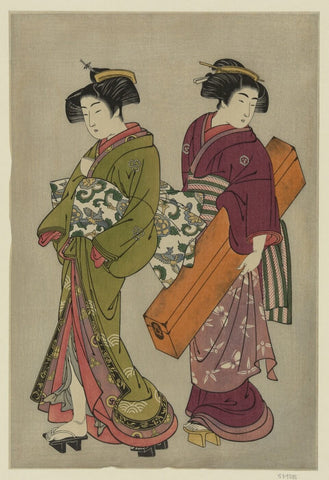 Two Geishas - Large Art Prints by Kitao Shigemasa
