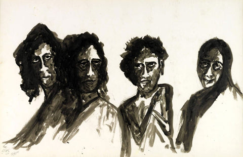Untitled (Four Figures) - Art Prints by Rabindranath Tagore