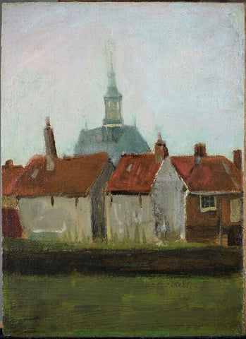 The New Church And Old Houses In The Hague - Large Art Prints by Vincent Van Gogh