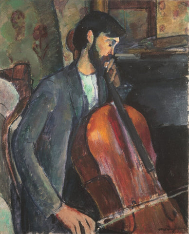 El Violonchelista - (The Cellist) - Large Art Prints by Amedeo Modigliani