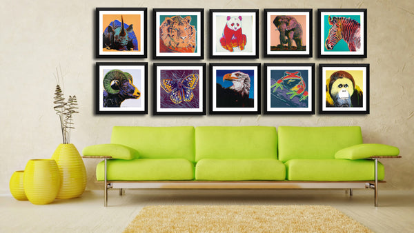 Set Of 10 Andy Warhol - Endangered Species - Framed Digital Art Print (12x12) each