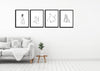 Set of 4 Minimalist Nudes - Framed Digital Art Prints - Medium (14 x 18) inches each