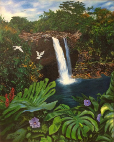 Hawaiian Waterfall - Canvas Prints by Janet Simmons
