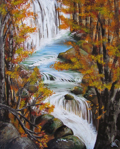 Autumn Waterfall - Posters by Janet Simmons
