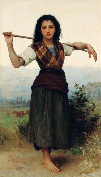 The Shepherdess (La bergère) – Adolphe-William Bouguereau Painting - Posters