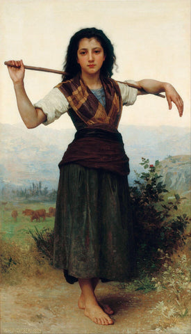 The Shepherdess (La bergère) – Adolphe-William Bouguereau Painting by William-Adolphe Bouguereau
