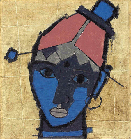 Woman in Blue - Framed Prints by M F Husain