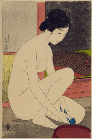 Woman At Her Bath -Yuami - Large Art Prints by Goyo Hashiguchi