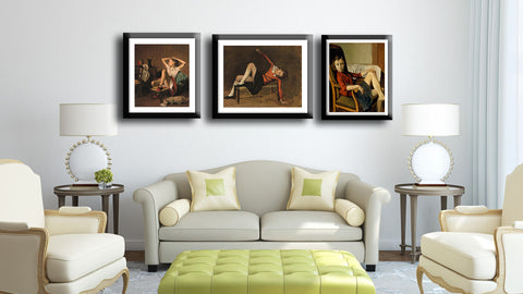 Set Of 3 Therese Paintings by Balthus- Therese on a Bench Seat, Therese Dreaming And Therese - Framed Digital Art Print by Balthus
